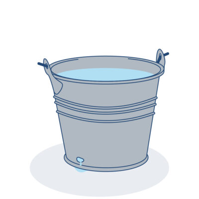 Illustration of a slowly leaking bucket.